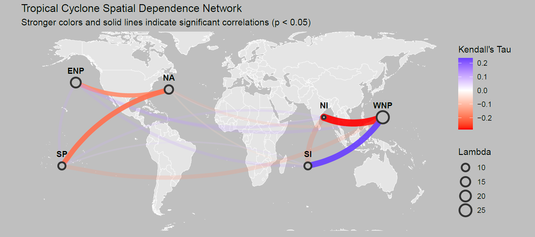 Tropical Cyclone Spatial Dependence Network (1980-2024)